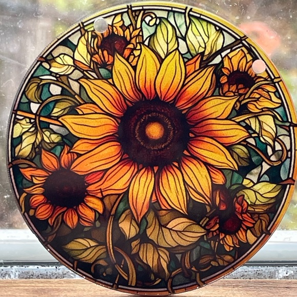 Acrylic Suncatcher Decorative Ornament 2 3/4” Fall Cottage Cabin Home Decor Gift - Picture 2 of 2